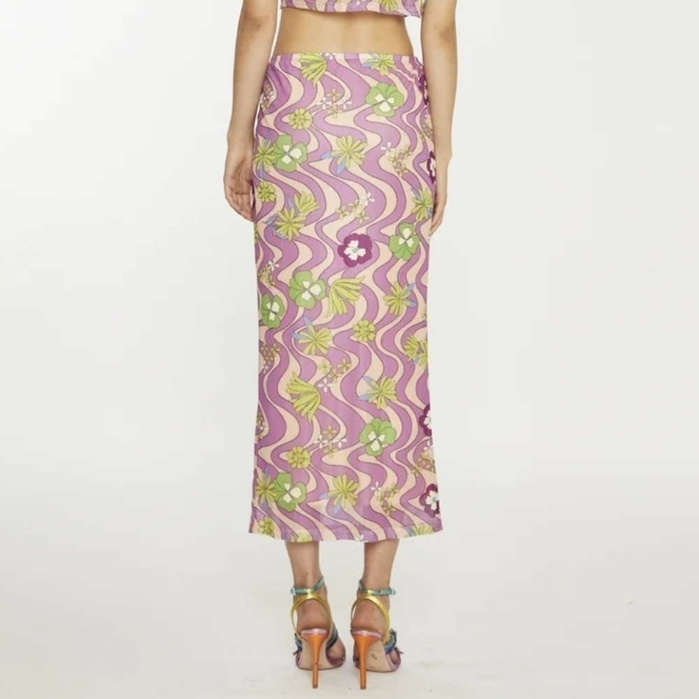 NWT Glamorous 70's Floral Maxi Skirt 6 Size Hippy Flower Power